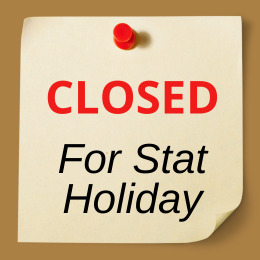 Closed for Stat Holiday message